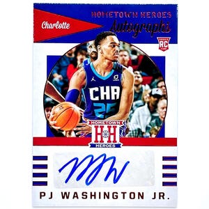 Tarjeta de novato de PJ Washington Jr. 2019-20, Chronicles Hometown Heroes, roja autografiada, #HH-PJW