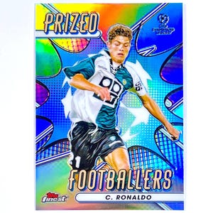 Cristiano Ronaldo 2023 Topps Finest Prized Footballers Insert Silver Prizm Card #PF-10