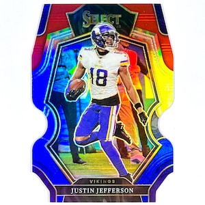 Tarjeta Prizm troquelada roja, blanca y azul de Adrian Petterson Select Football 2023 n.° 163