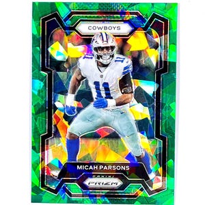 Tarjeta de fútbol Prizm Micah Parsons 2023, color verde hielo agrietado o rojo, blanco y azul, n.° 78