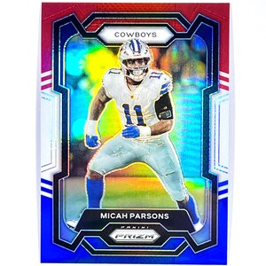 Tarjeta de fútbol Prizm Micah Parsons 2023, color verde hielo agrietado o rojo, blanco y azul, n.° 78