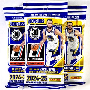 Donruss NBA Basketball 2024-25 Fat Packs! 30 Karten pro Packung Punkte & Holo Pink Laser Exklusiv! Werkseitig versiegelt und ungeöffnet