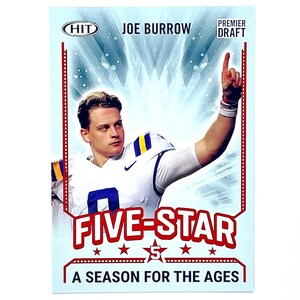 Tarjeta de novato de Joe Burrow 2020 Sage Five Star Season for the Ages Red Parallel #92