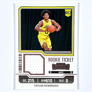 Tarjeta de novato de Taylor Hendricks 2023-24. Boleto de novato de baloncesto de Panini Contenders.