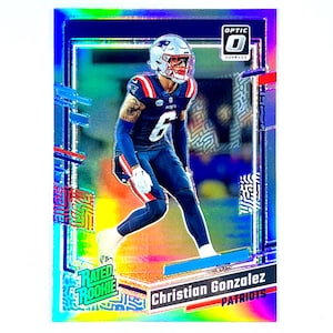 Christian Gonzales, classé recrue 2023 Donruss, football optique, argent, carte Prizm n° 274