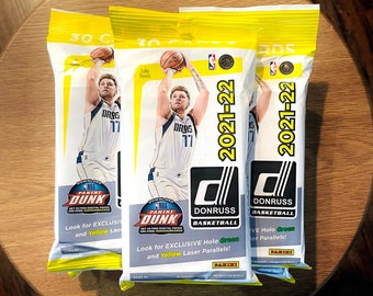2021-22 Panini Donruss Basketball Fat Packs! 30 Cards Per Pack Green & Yellow Laser Exclusive! Factory Sealed Unopened