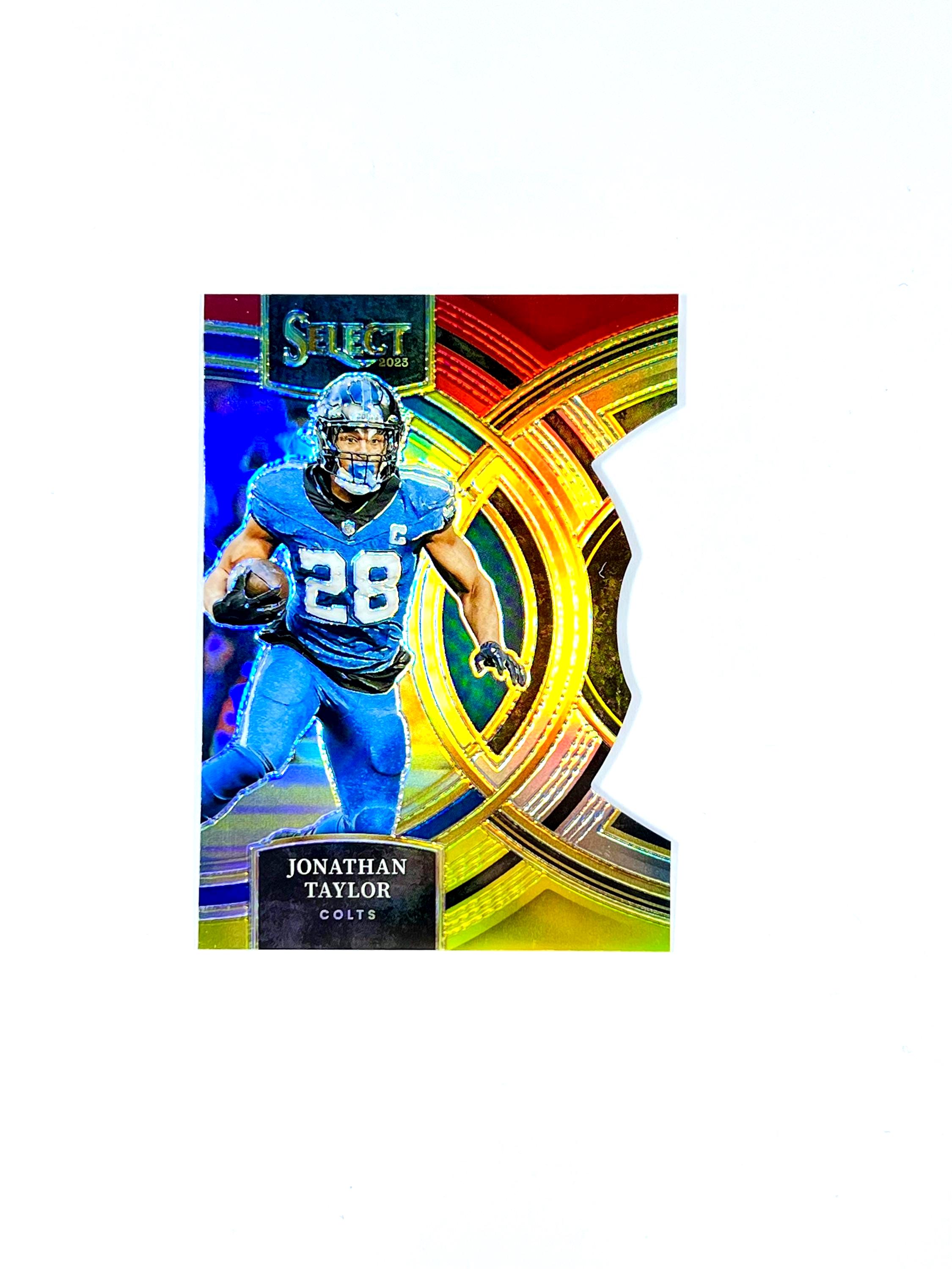 Jonathan Taylor Select Football 2023 Red Yellow Die-Cut Prizm Card #127
