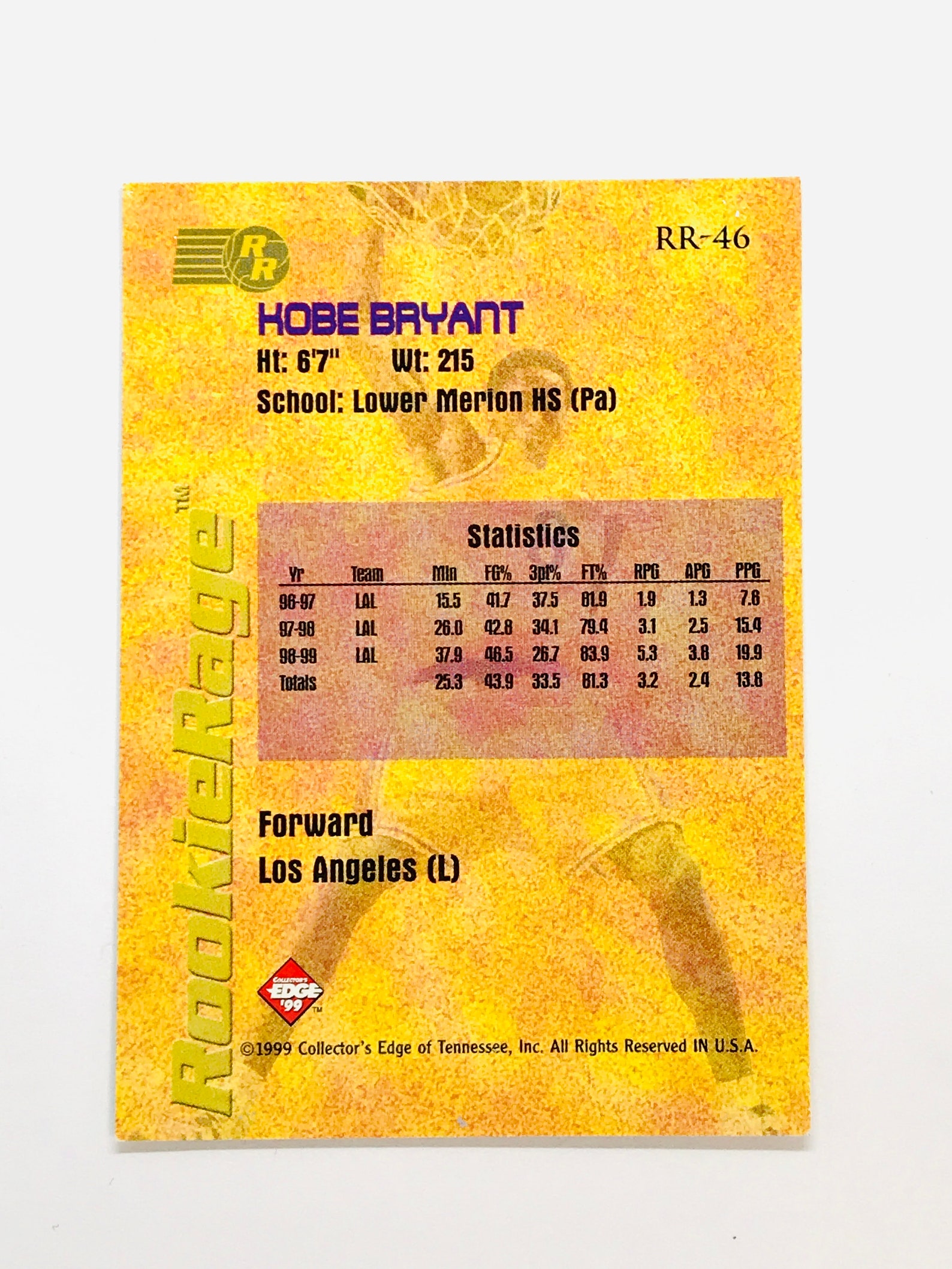 Kobe Bryant Rookie Rage 1999 Collector s Edge Rookie Rage Etsy