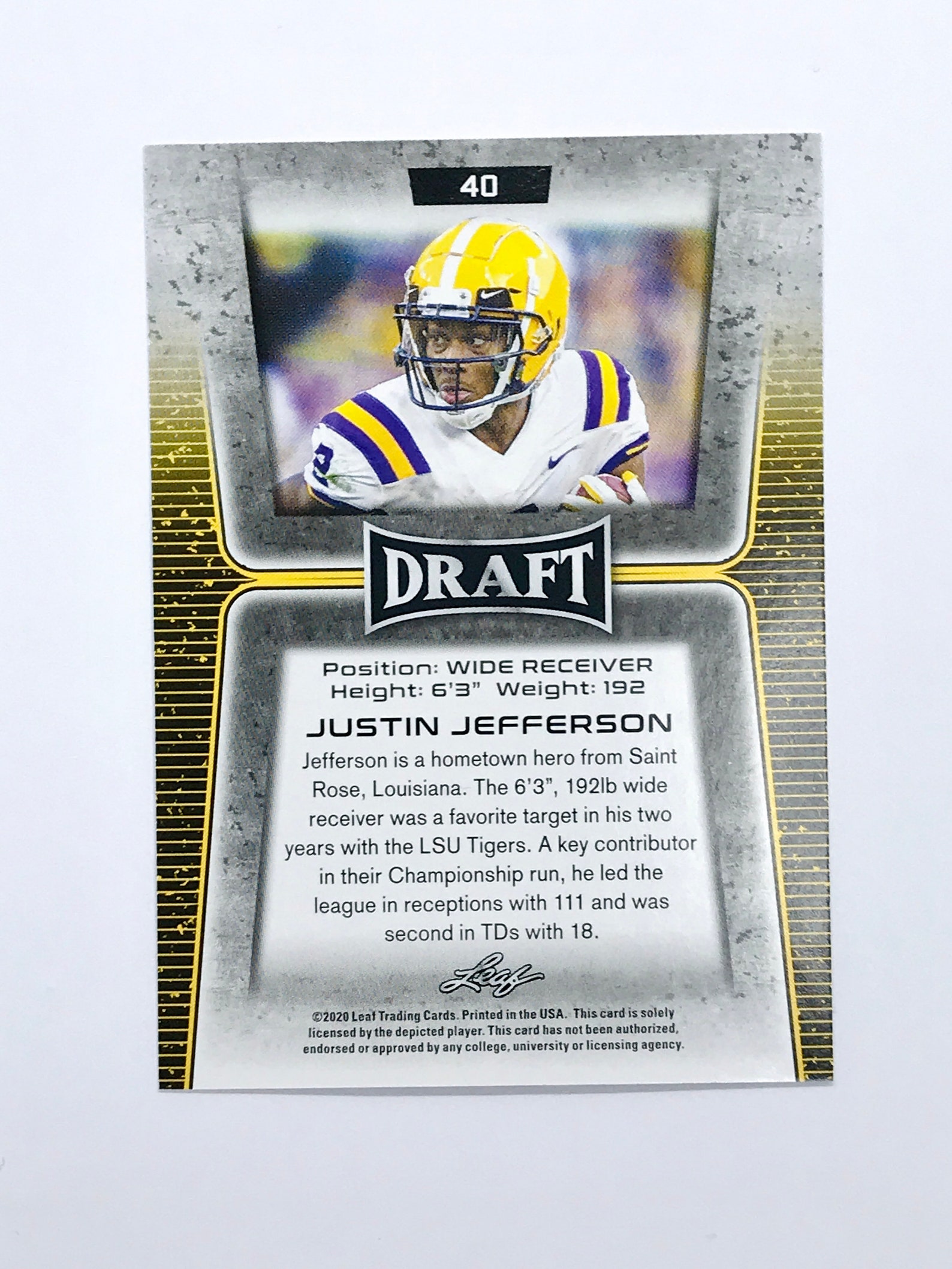 Justin Jefferson Rookie Card 2021 Leaf Football Red Variation Etsy