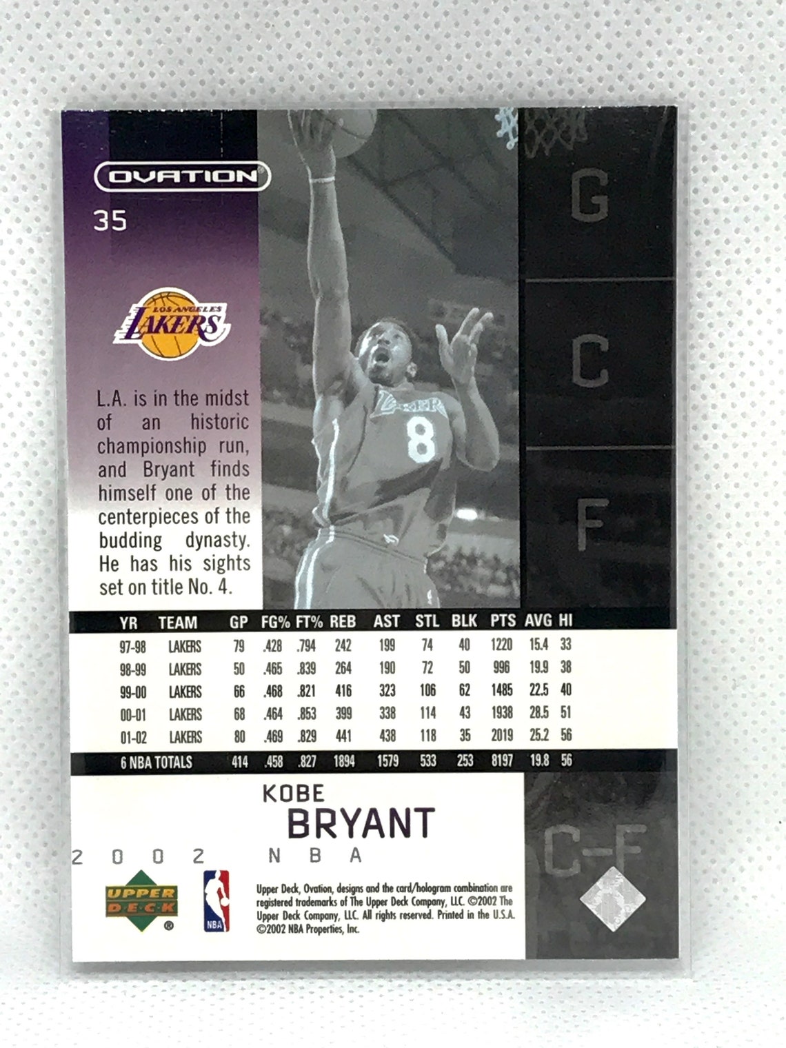 Kobe Bryant Ovation Upper Deck 2002 Card 35 Etsy