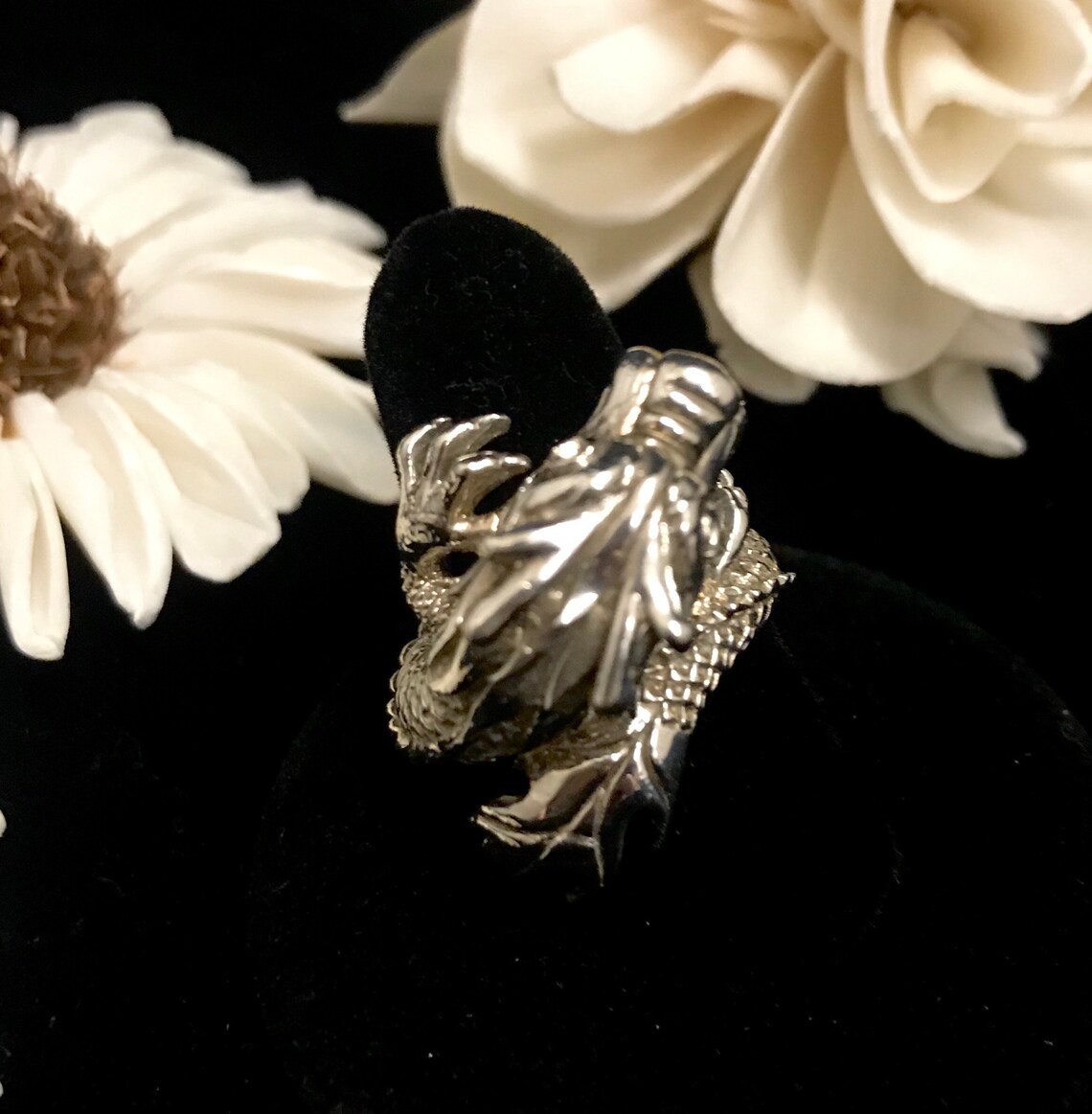 Sterling Silver Hand Cast Fantasy Medivial Dragon Ring | Etsy