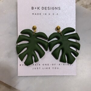 The Julie | Plant Lady | Palm Leaf | Monstera Leaf | Summer | Unique Gift | Handmade | Polymer Clay Earrings | Statement Studs |