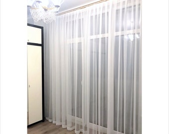 Solid curtain Bamboo, Monochrome tulle, Window curtains, Window tulle curtains, White sheer curtain