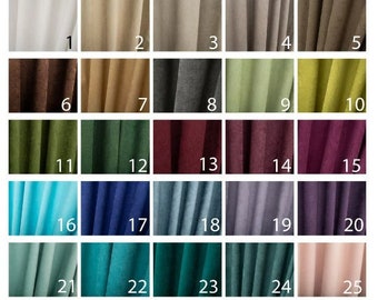 Velvet fabric, 53 colors, Сurtain fabric by meter, Curtain fabric samples