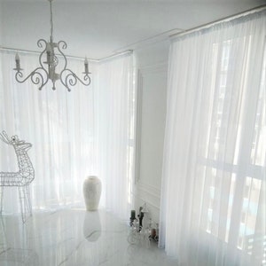 White sheer curtain, Chiffon blinds, White sheer curtain, Soft white curtains, Bedroom curtain, Translucent curtain