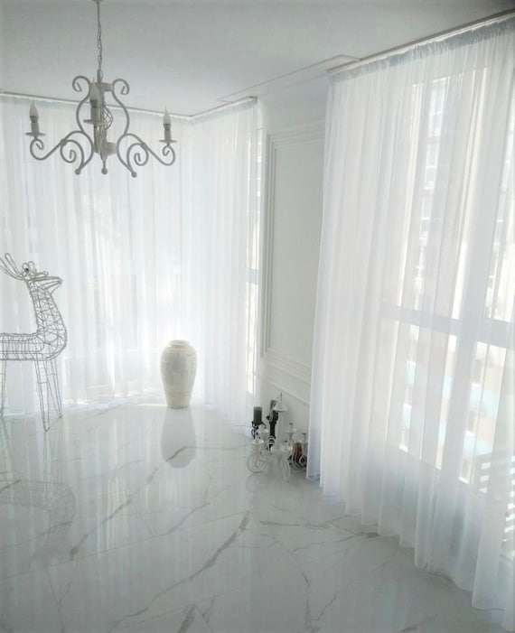 White sheer curtain, Chiffon blinds, White sheer curtain, Soft white curtains, Bedroom curtain, Translucent curtain