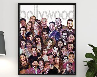 Bollywood Fan Wall Art Print | SRK, Deepika, Ranveer, Hrithik, Salman, Alia, Ranbir | Movie Actors Poster