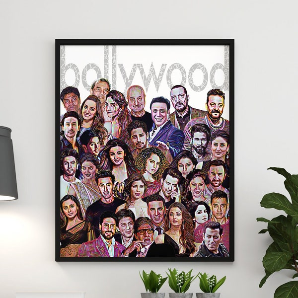 Bollywood Fan Wall Art Print | SRK, Deepika, Ranveer, Hrithik, Salman, Alia, Ranbir | Movie Actors Poster