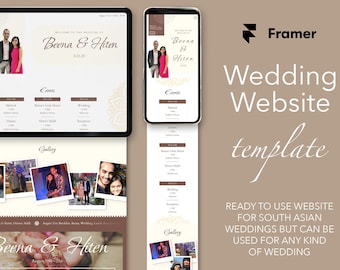 Wedding Website Template, South Asian Wedding, Framer Template