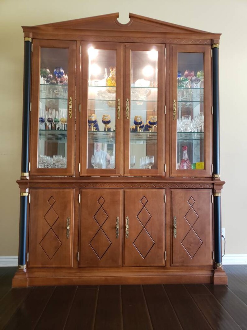 Pecan Wood Dining Set Extendable Table seats 48 Crystal Etsy