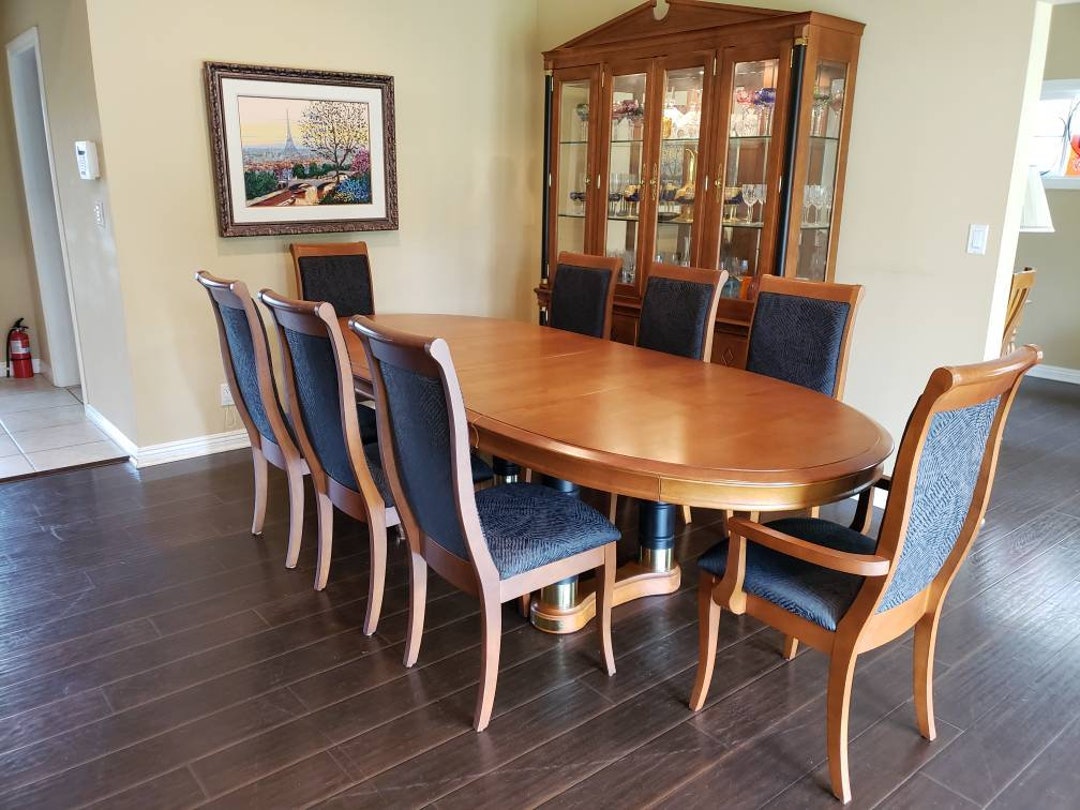 Pecan Wood Dining Set Extendable Table seats 48 Crystal Etsy