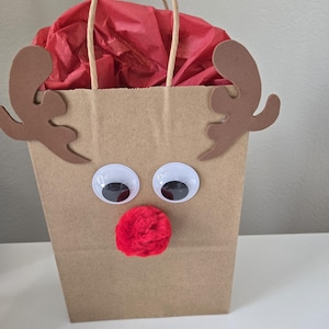 Christmas Gift Bag, Gift Bag, Reindeer Gift Bags, Reusable Gift Bag, Tissue Paper Included, 3 Bags (one set) For 12.00, Funny gift bags