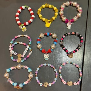 Sanrio/Hello Kitty Inspired Beaded Bracelets with Charms
