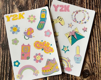 Cute Y2K, 2000s Aesthetic Sticker Sheets for Journaling, Scrapbooking, Etc.