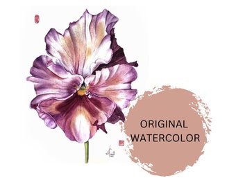 水彩画の花、スミレ、オリジナル絵画 - Etsy 日本