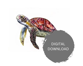 Printable turtle art, instant download, digital prints, home decor, interior design, printable watercolor, turtle artwork, wall decor print