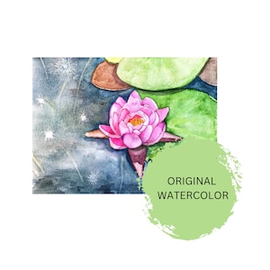 Water lily, original watercolor painting, wall art, home decor, gift idea, watercolor flower, hanging, illustration, aquarelle picture