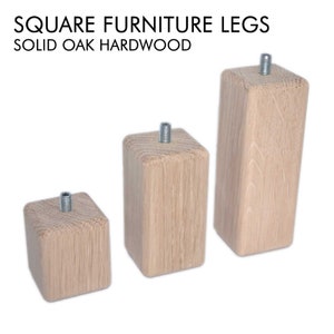 Wooden Oak Furniture Legs / Feet & Fixing Plates Set of 4