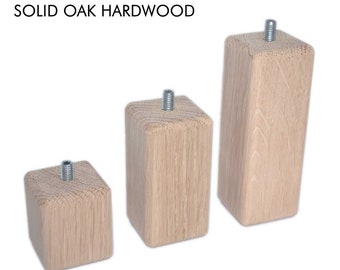 Wooden Oak Furniture Legs / Feet & Fixing Plates Set of 4