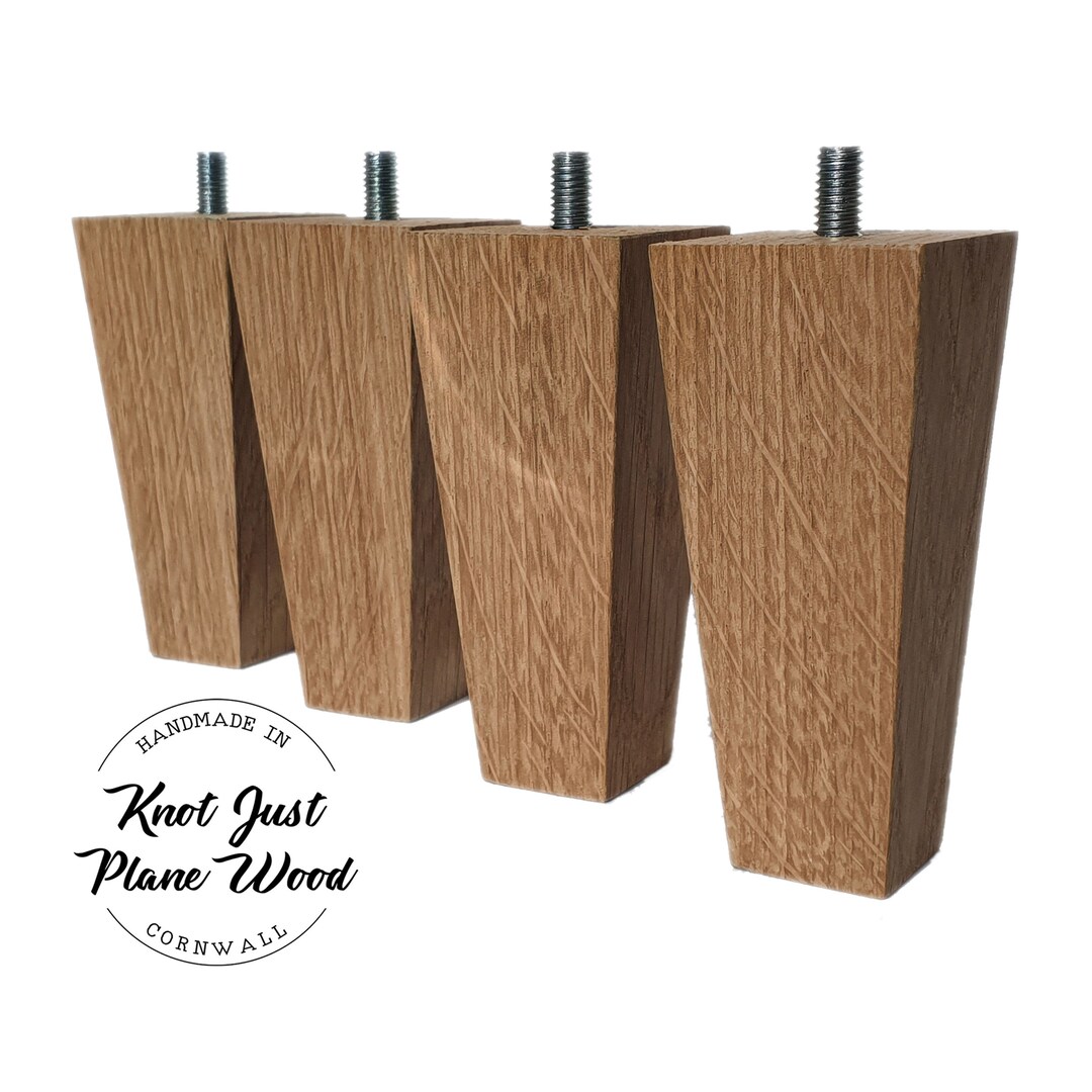 Oak Wood Square Taper Furniture Legs / Feet & Fixing Plates Etsy UK