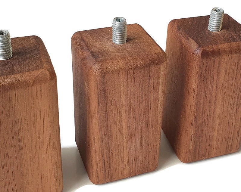 Black Walnut Furniture Legs and Fixing Plates Set of 4 Etsy UK