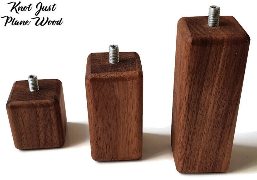 Black Walnut Furniture Legs and Fixing Plates Set of 4 Etsy UK