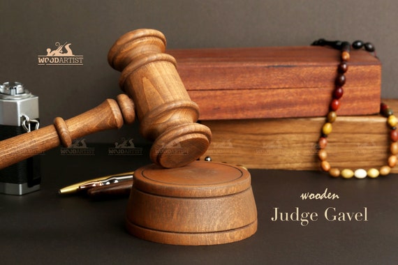 Premium Vector | Wooden Judge Gavel Auction Hammer With Gold On The