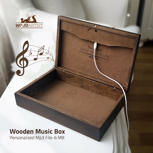 Custom Music Box Your MP3 Song ,Personalized Wooden Music Box,Custom Music Jewelry Box,Laser Engraved, The Best Interesting Gift