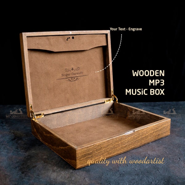 Boîte à musique personnalisée MP3, Boîte à musique en bois personnalisée, Boîte à musique personnalisée, Boîte de rangement gravée, Boîte souvenir en bois