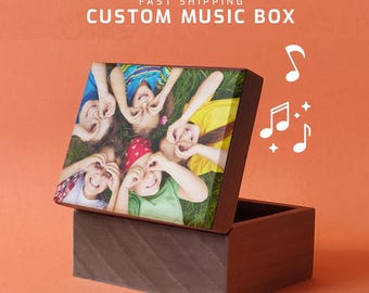 Personalized Song Music Box: Custom MP3 Engraved Wooden Keepsake with Photo