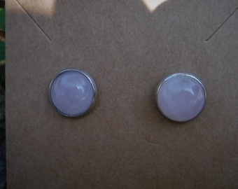 Märchenhafte Ohrstecker, Rosenquarz mit Edelstahl 8 mm Ø