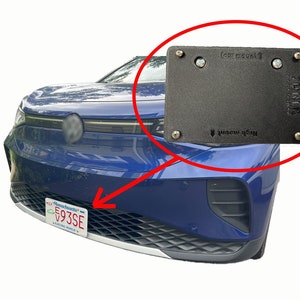 No drilling front/rear license plate mount for Volkswagen ID.4. Direct fit for 2021, 2022, 2023 US/CAN models