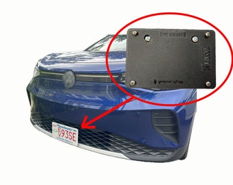 No drilling front/rear license plate mount for Volkswagen ID.4. Direct fit for 2021, 2022, 2023 US/CAN models
