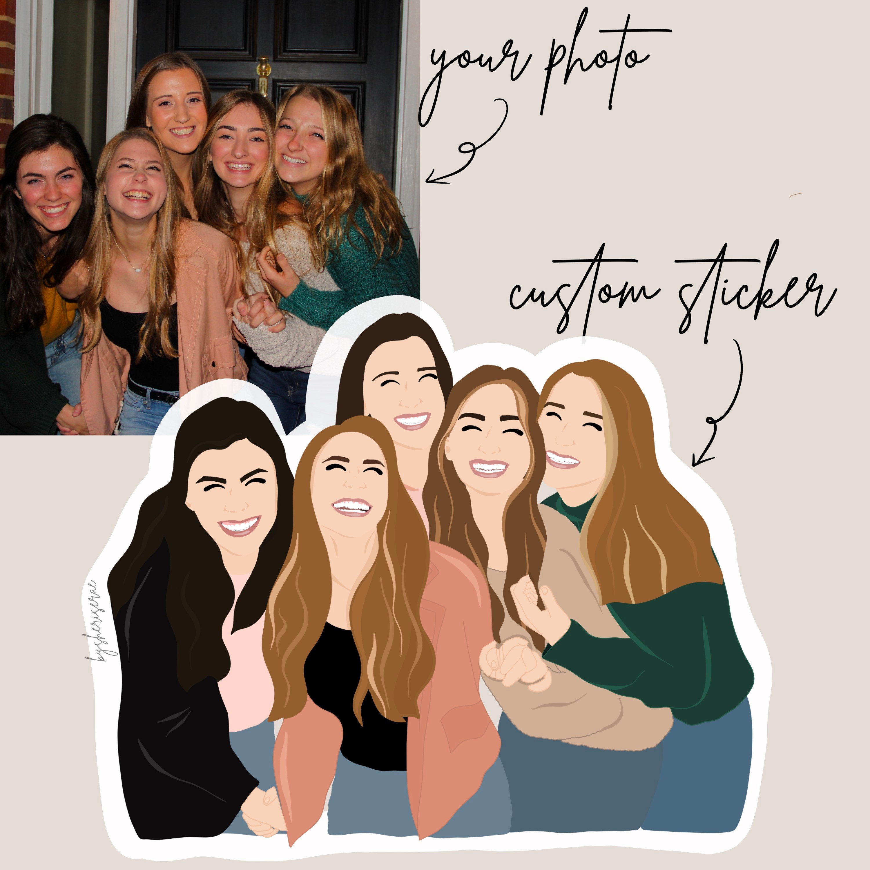 Detailed Custom Group Sticker from Photo Personalized Sticker Etsy