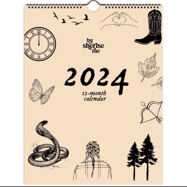 Calendrier de 12 mois de l'ère Taylor 2024 | Produits dérivés Swiftie subtils | Carnet de notes à spirales inspiré de Taylor pour 2024 | Début janvier