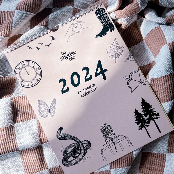 Taylor Eras 2024 12 Month Calendar | Subtle Swiftie Merch | Taylor Inspired Wall Hanging Calendar for 2024