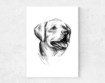 Labrador Print | Pencil Sketch | Digital Labrador Art | Labrador Poster | Labrador Decor Wall Art Printable Minimalist Vintage Nursery Wall