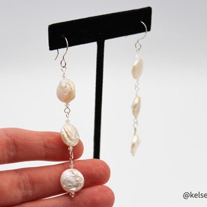 Freshwater pearl with Swarovski crystal drop earrings, gift for her, sterling silver earrings