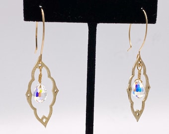 Swarovski crystal gold filled chandelier earrings, gift for her, bridal earrings