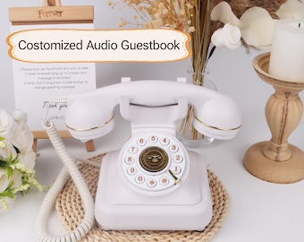 Audio Guestbook Phone Vintage Style: Retro Wedding Phone & Party Decor (White)